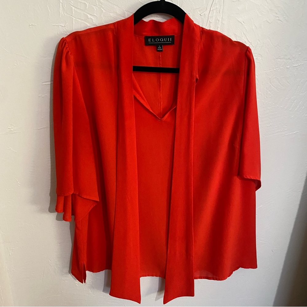 Eloquii red flutter sleeve blouse